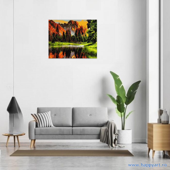 Kit pictura pe numere Muntele aramiu, cu sasiu, 50x65 cm, 24 culori [2]