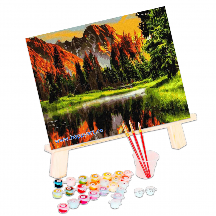Kit pictura pe numere Muntele aramiu, cu sasiu, 50x65 cm, 24 culori [3]