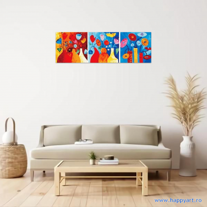Kit pictura pe numere Simfonia culorilor, triptic, cu sasiu, 50X150 cm, 36 culori [2]