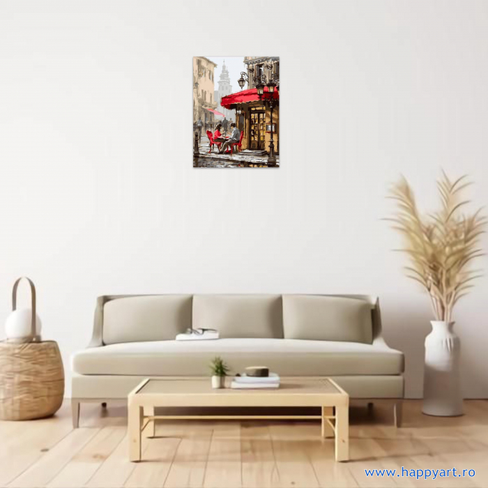 Kit pictura pe numere La cafenea, cu sasiu, 30x40 cm, 22 culori [2]