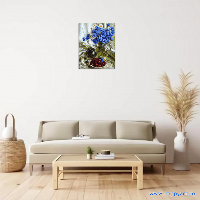 Kit pictura pe numere Flori de colt, cu sasiu, 40X50 cm, 24 culori [2]