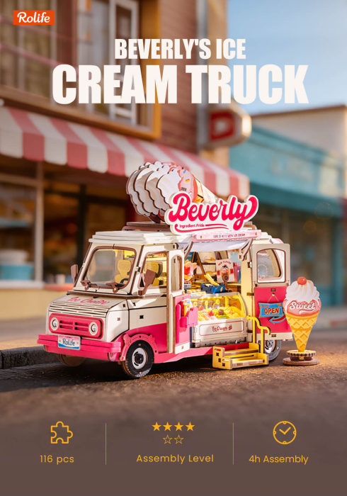 Puzzle 3D, Casuta DIY Beverly’s Ice Cream Truck, lemn, 290 piese [2]
