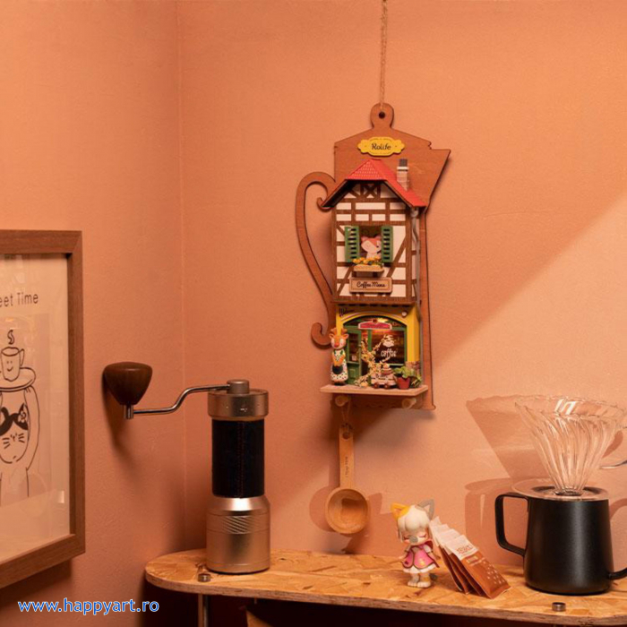 Macheta casuta din lemn, de asamblat DIY, Lazy Coffee House, 41 piese, DS020 [6]