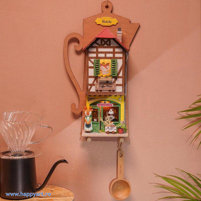 Macheta casuta din lemn, de asamblat DIY, Lazy Coffee House, 41 piese, DS020 [2]