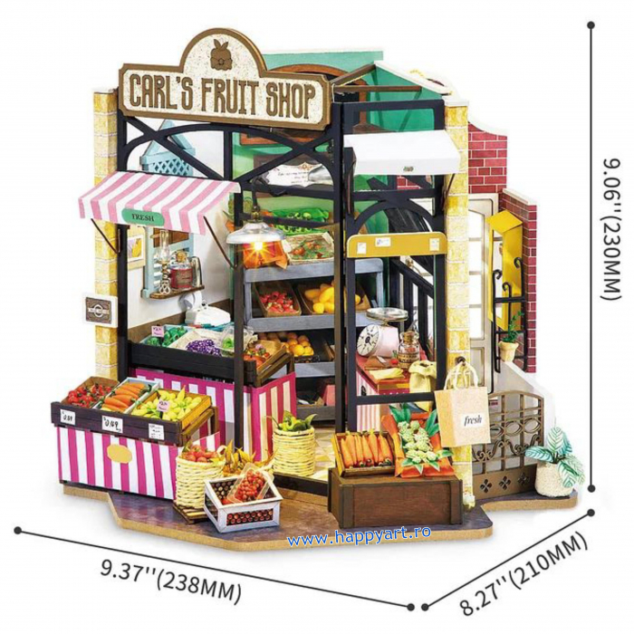 Macheta casuta din lemn, de asamblat DIY, Carl's Fruit Shop, 206 piese, DG142 [7]