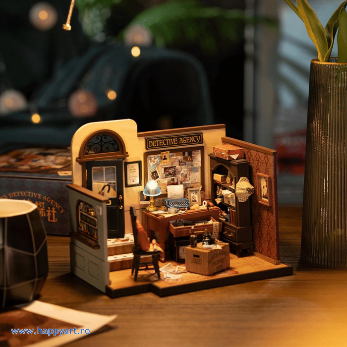 Macheta casuta din lemn, de asamblat DIY, Detective Agency, 159 piese, DG157 [2]