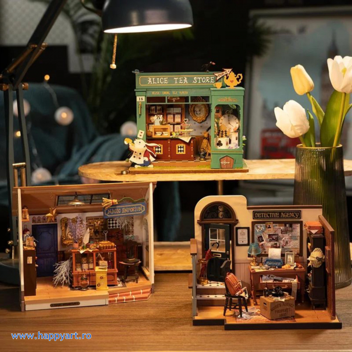 Macheta casuta din lemn, de asamblat DIY, Detective Agency, 159 piese, DG157 [9]