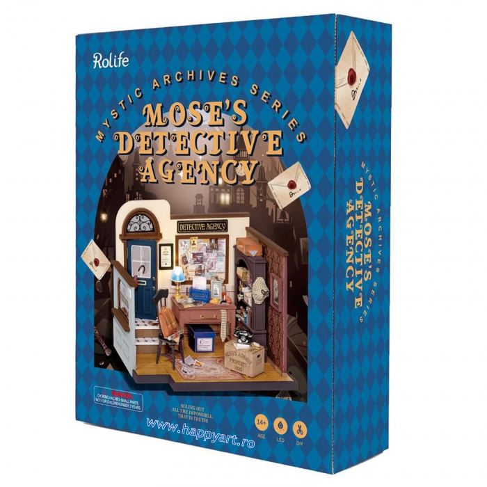 Macheta casuta din lemn, de asamblat DIY, Detective Agency, 159 piese, DG157 [8]