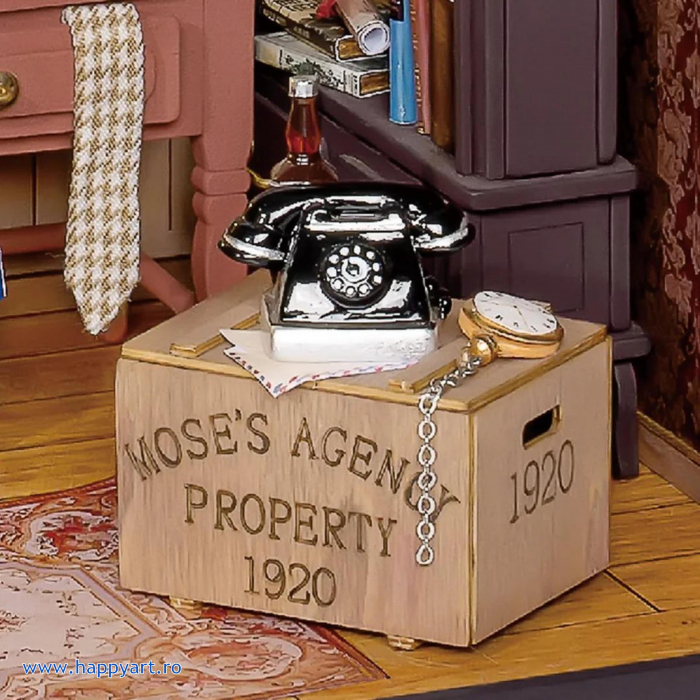 Macheta casuta din lemn, de asamblat DIY, Detective Agency, 159 piese, DG157 [6]
