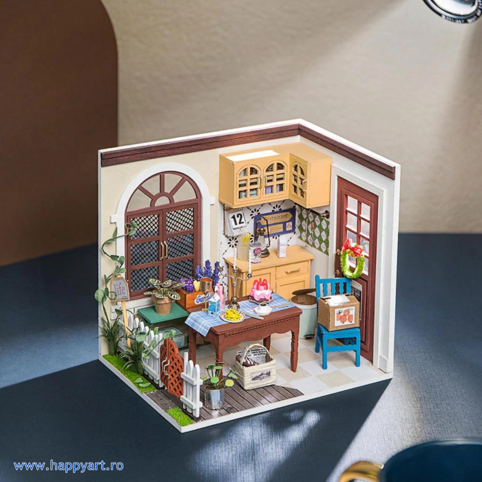 Macheta casuta din lemn, de asamblat DIY, Dinning room, 84 piese, DGM09 [2]