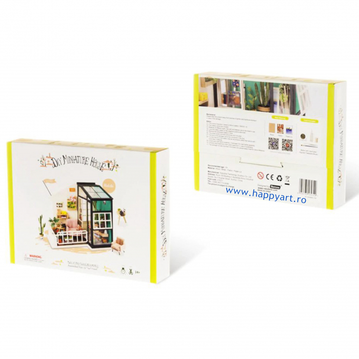 Macheta casuta din lemn, de asamblat DIY, Visand la balcon, 80 piese, DGM05 [13]
