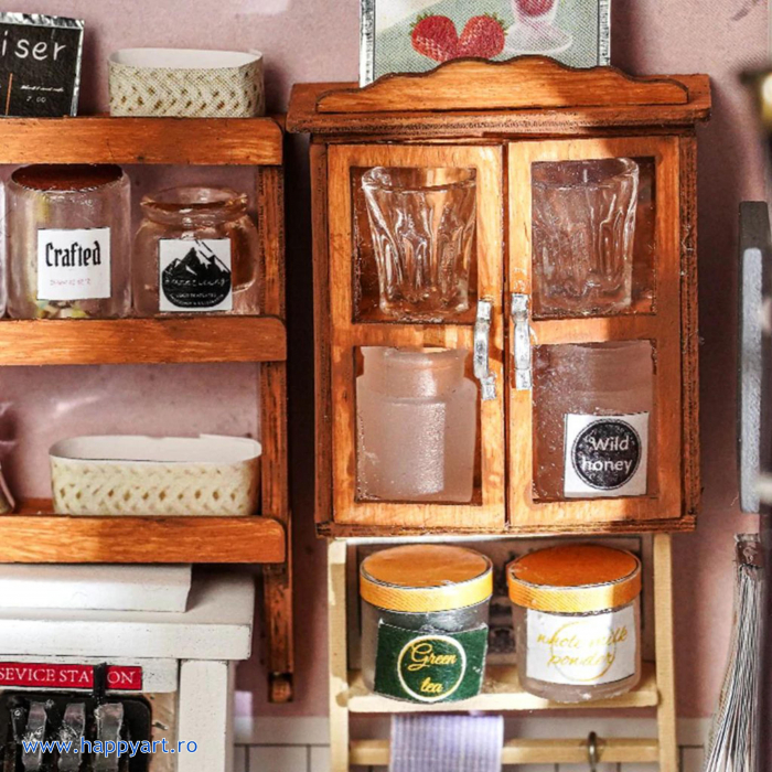 Macheta casuta din lemn, de asamblat DIY, Honey Ice Cream Shop, 170 piese, DG148 [7]