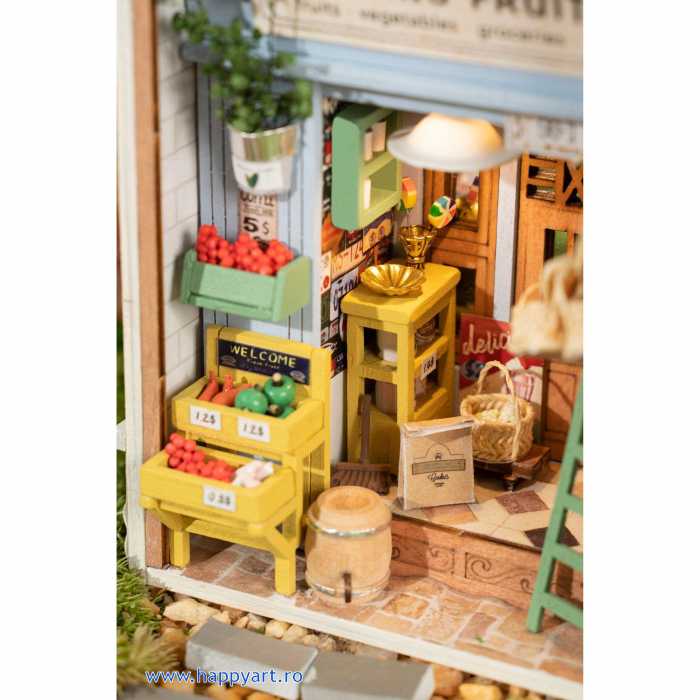 Macheta casuta din lemn, de asamblat DIY, Magazinul de fructe, 56 piese, DS009 [4]