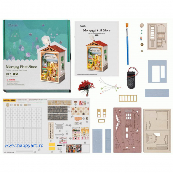 Macheta casuta din lemn, de asamblat DIY, Magazinul de fructe, 56 piese, DS009 [3]