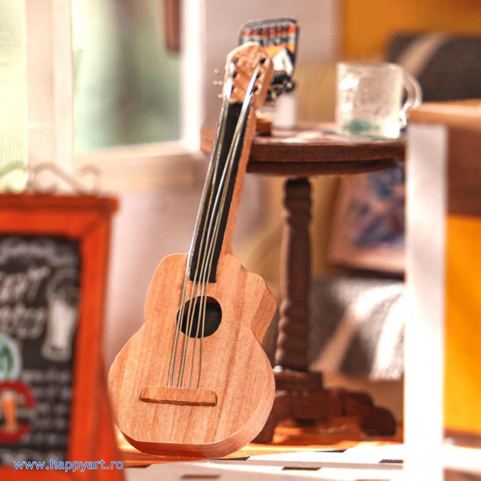 Macheta casuta din lemn, de asamblat DIY, Light Music Bar, 149 piese, DG147 [6]