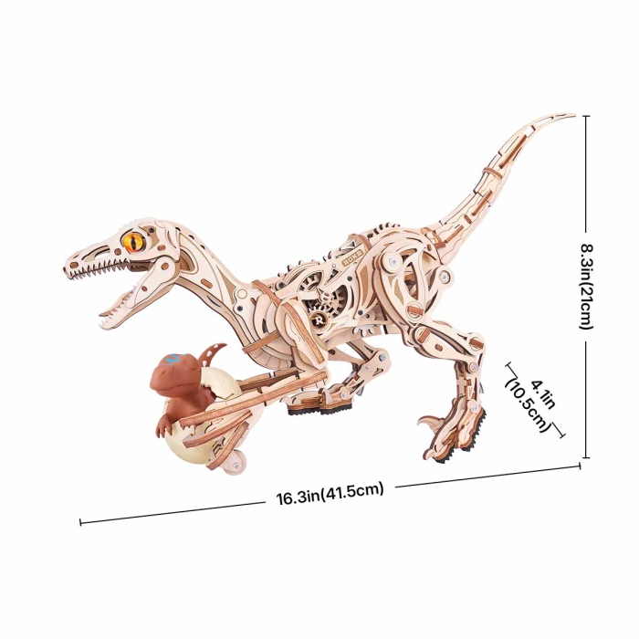 Puzzle 3D, mecanic, Velociraptor, lemn, 189 piese [14]