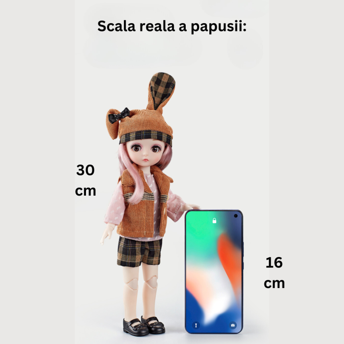 Papusa printesa constelatiei Zodia VARSATOR, 30 de cm, DABISY, design realist, cutie cadou, 13 articulatii flexibile, 1 set de hainute suplimentar, pentru copii peste 3 ani, bej multicolor [5]