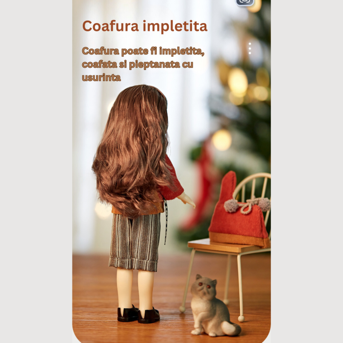 Papusa printesa constelatiei Zodia VARSATOR, 30 de cm, DABISY, design realist, cutie cadou, 13 articulatii flexibile, 1 set de hainute suplimentar, pentru copii peste 3 ani, bej multicolor [4]