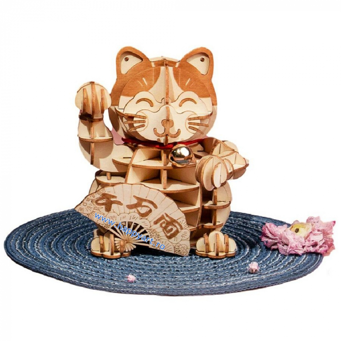Puzzle 3D, Pisica prosperitatii, lemn, 72 piese, TG303 [2]