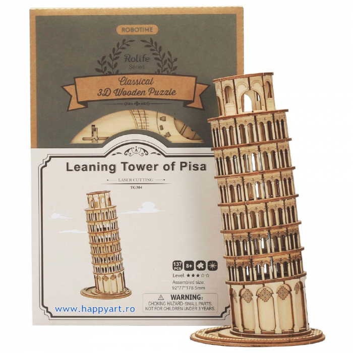 Puzzle 3D, Turnul din Pisa, lemn, 137 piese, TG304 [3]