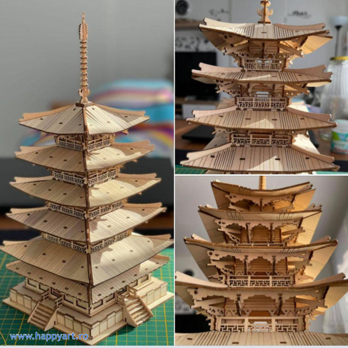 Puzzle 3D, Pagoda cu 5 etaje, lemn, 275 piese, TGN02 [5]