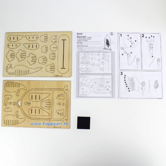 Puzzle 3D, Papagal, lemn, 31 piese, TG253 [6]
