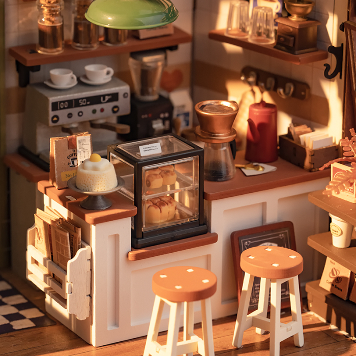 Puzzle 3D, Casuta DIY, Coffee Shop, 183 piese, lemn [2]