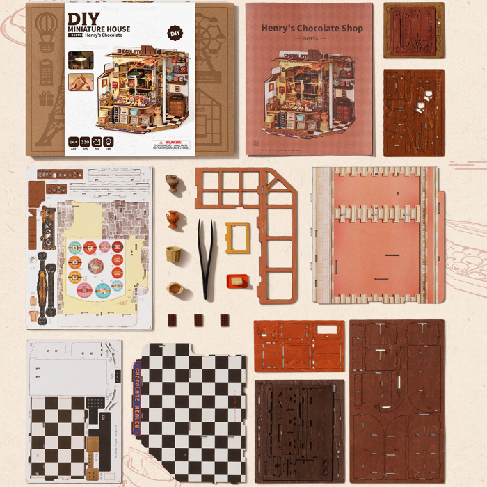 Puzzle 3D, Casuta DIY, Henry’s Chocolate, 330 piese [10]