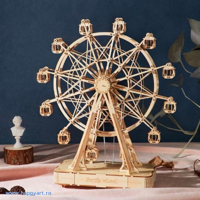 Puzzle 3D, Cutie muzicala, Roata mare, lemn, 232 piese, TGN01 [2]