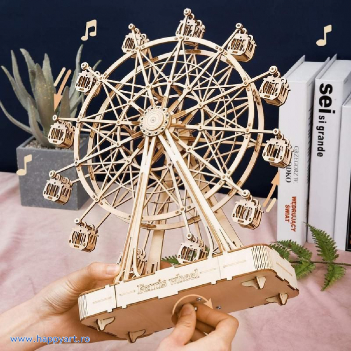Puzzle 3D, Cutie muzicala, Roata mare, lemn, 232 piese, TGN01 [3]