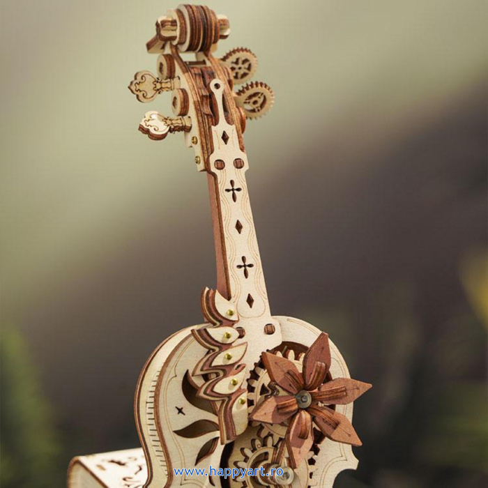 Puzzle 3D, Cutie muzicala, Violoncelul magic, lemn, 255 piese, AMK63 [5]