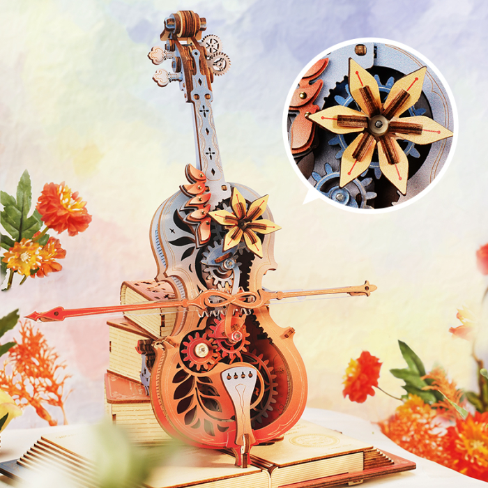 Puzzle 3D, Cutie muzicala, Violoncelul magic, lemn, 255 piese, AMK63 [4]