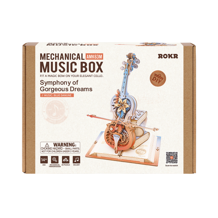 Puzzle 3D, Cutie muzicala, Violoncelul magic, lemn, 255 piese, AMK63 [6]