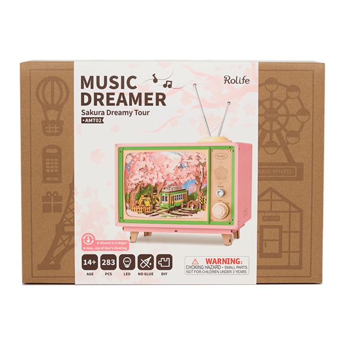 Puzzle 3D, Cutiuta muzicala Sakura Dreamy Tour, RoLife, Lemn [7]