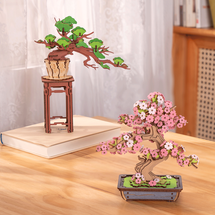 Puzzle 3D, Sakura Bonsai, 263 piese, lemn [5]