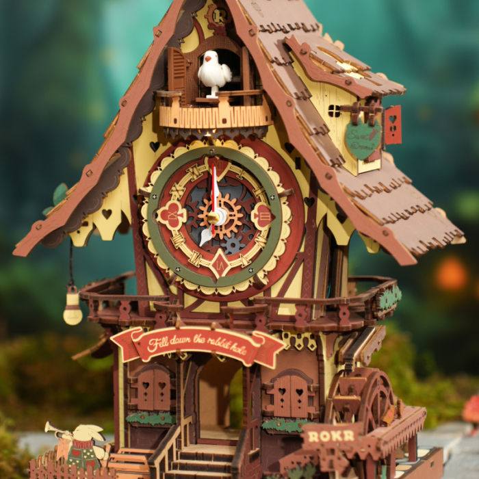 Puzzle 3D mecanic, Ceas cu Cuc, Lemn colorat, 435 piese [14]