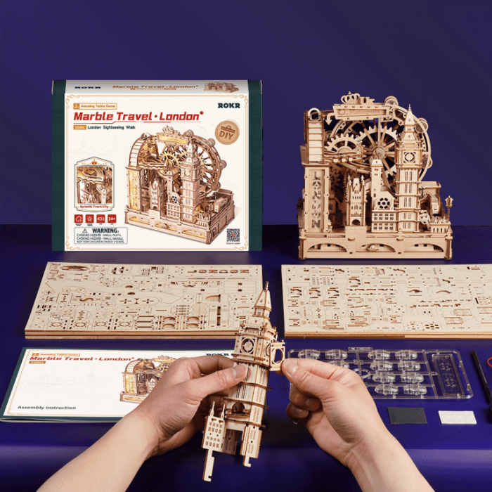 Puzzle 3D, mecanic, Marble Travel - LONDON, lemn, 431 piese [5]
