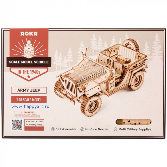 Puzzle 3D, Jeep Army, lemn, 369 piese, MC701 [5]