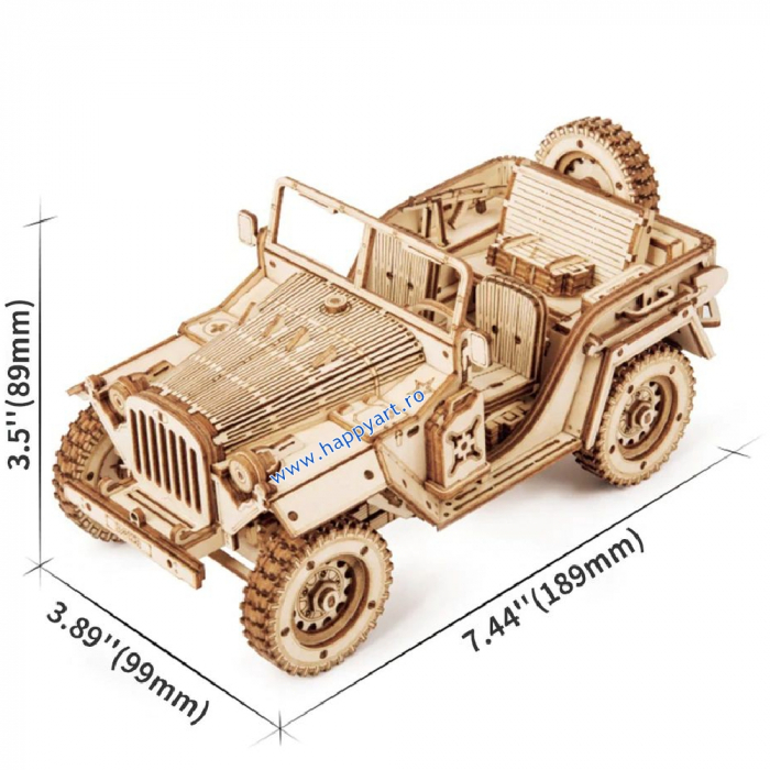 Puzzle 3D, Jeep Army, lemn, 369 piese, MC701 [7]
