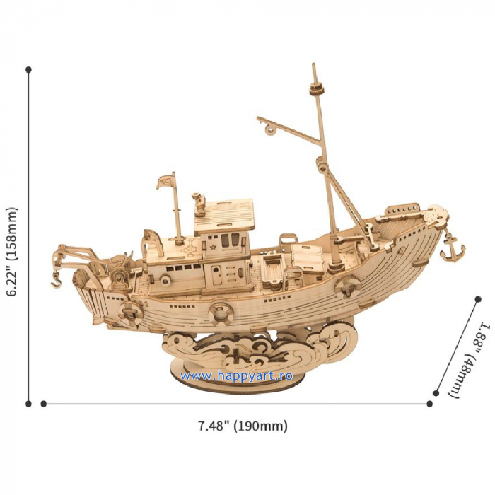 Puzzle 3D, Fishing Ship, lemn, 104 piese, TG308 [5]