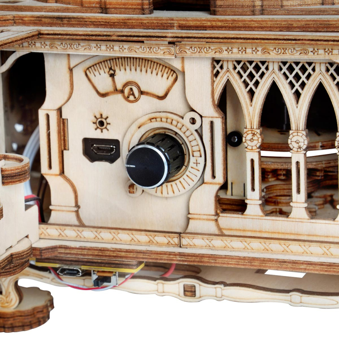 Puzzle 3D, lemn, cutiuta muzicala, Gramofon clasic, rotire cu manivela sau electrica, 424 piese [4]