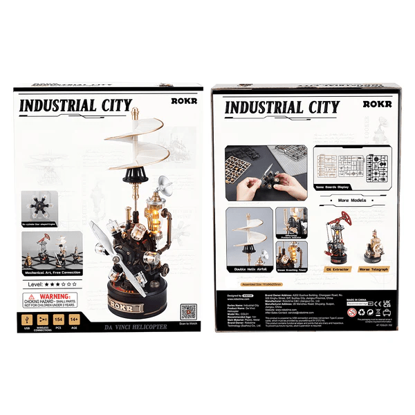 Puzzle 3D mecanic, din metal si plastic, HELICOPTER Da Vinci, 154 piese [6]