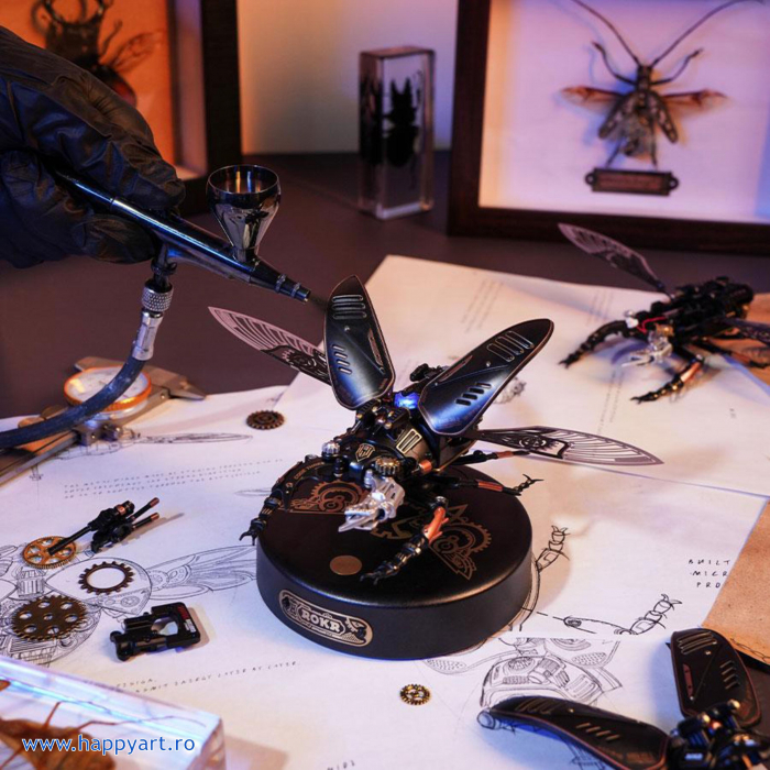 Puzzle 3D, mecanic, Stag Beetle, plastic si metal, 115 piese, MI03 [5]