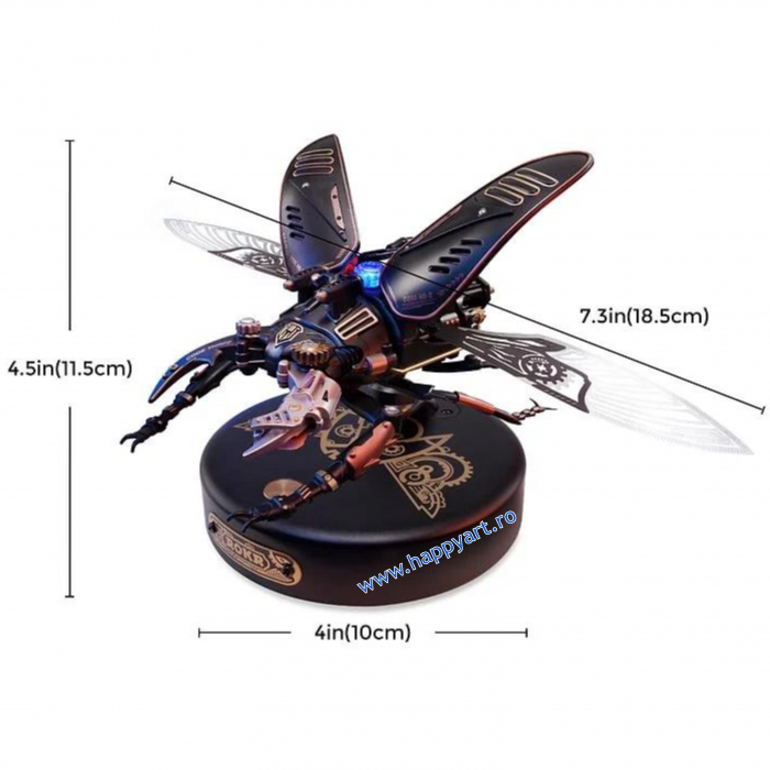 Puzzle 3D, mecanic, Stag Beetle, plastic si metal, 115 piese, MI03 [3]