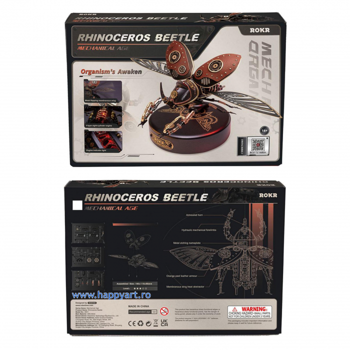 Puzzle 3D, mecanic, Gargarita Rinocer, plastic si metal, 156 piese, MI01 [3]