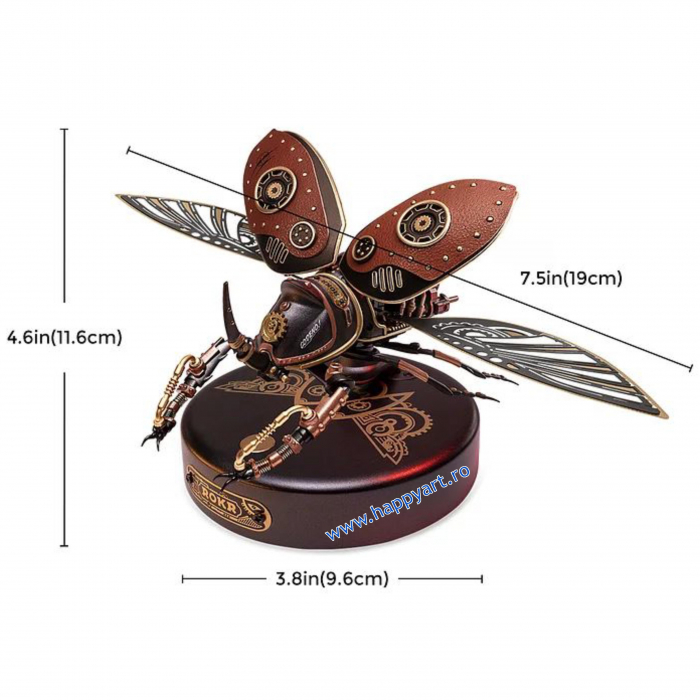 Puzzle 3D, mecanic, Gargarita Rinocer, plastic si metal, 156 piese, MI01 [4]