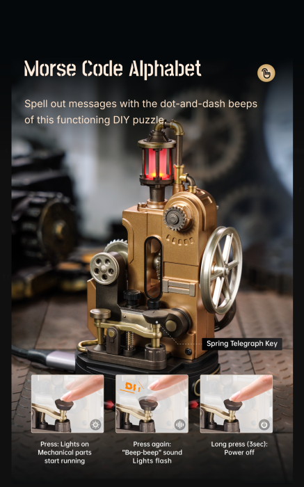 Puzzle 3D mecanic, TELEGRAF MORSE, metal si plastic [3]