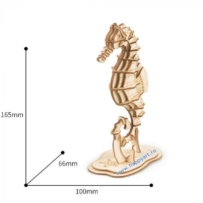 Puzzle 3D, Cal de mare, lemn, 33 piese, TG271 [4]
