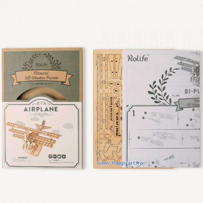 Puzzle 3D, Avion, lemn, 145 piese, TG301 [4]