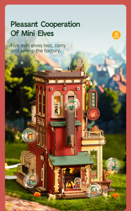 Puzzle 3D, Cutie muzicala Fabrica de Cadouri de Craciun, lemn, 449 piese [5]